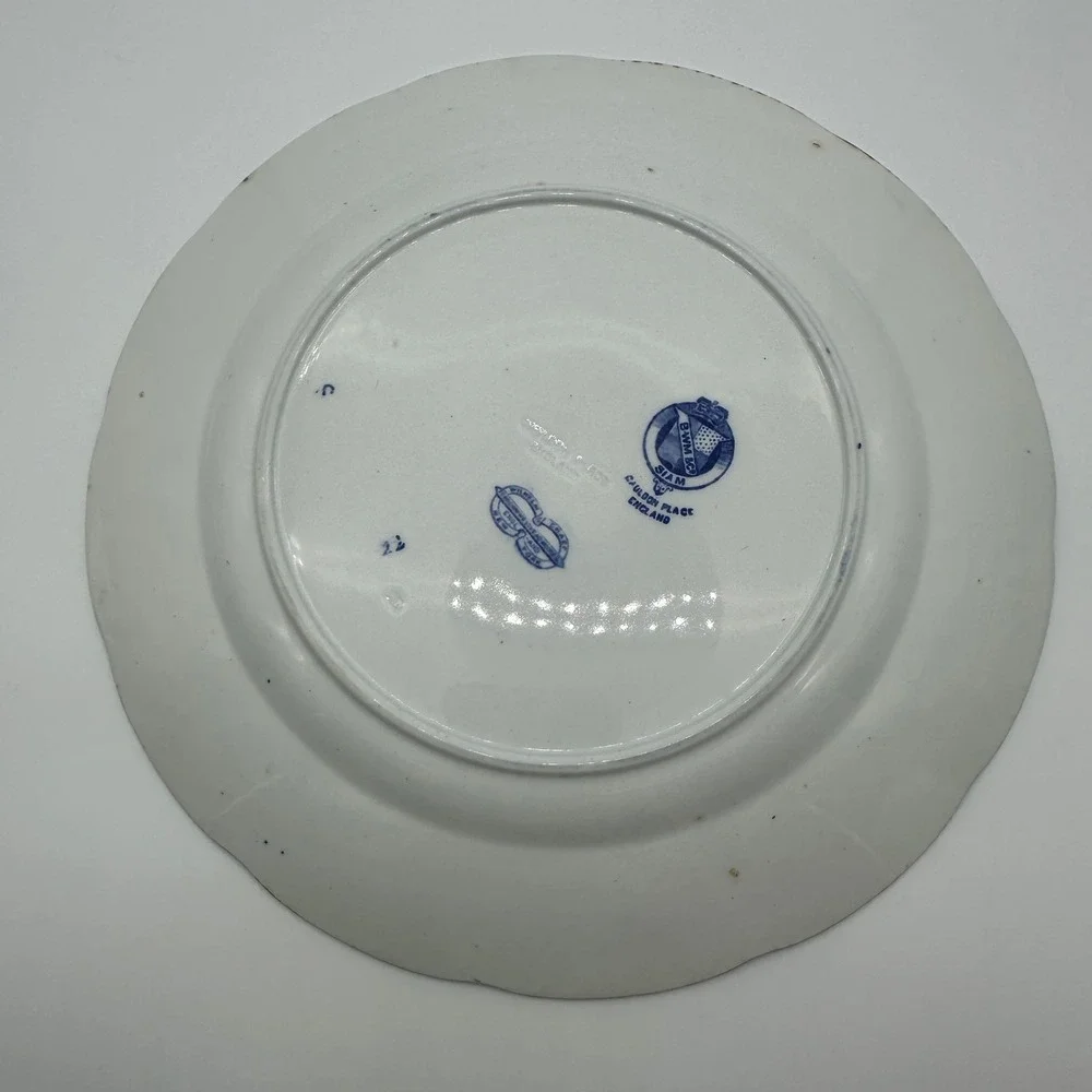 B.W.M. & Co Siam Blue Transferware Plate Cauldon Place England Wilhelm & Graef
